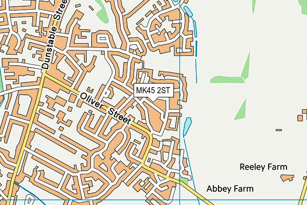 MK45 2ST map - OS VectorMap District (Ordnance Survey)