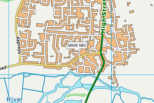 MK46 5BG map - OS VectorMap District (Ordnance Survey) MK46 5BG map - OS VectorMap District (Ordnance Survey)