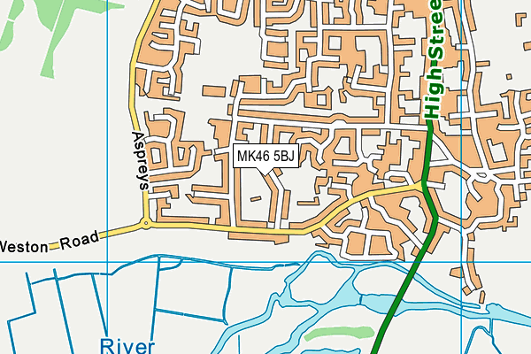 MK46 5BJ map - OS VectorMap District (Ordnance Survey) MK46 5BJ map - OS VectorMap District (Ordnance Survey)
