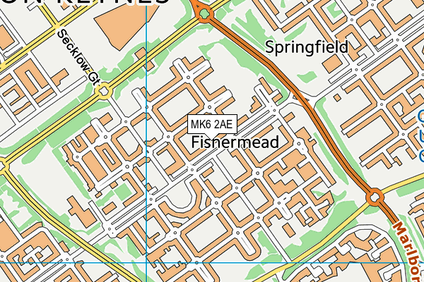 MK6 2AE map - OS VectorMap District (Ordnance Survey)