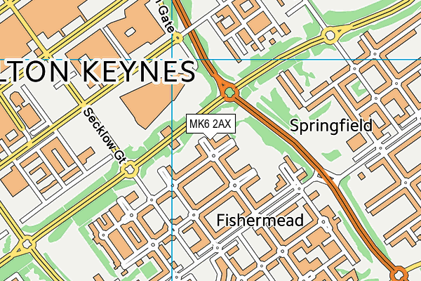 MK6 2AX map - OS VectorMap District (Ordnance Survey)