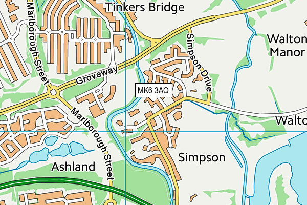 MK6 3AQ map - OS VectorMap District (Ordnance Survey)