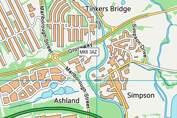 MK6 3AZ map - OS VectorMap District (Ordnance Survey)