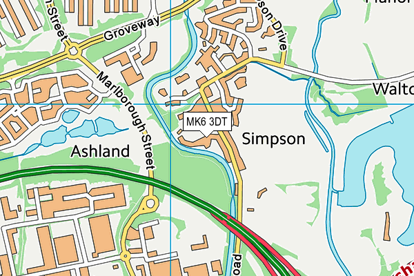 MK6 3DT map - OS VectorMap District (Ordnance Survey)