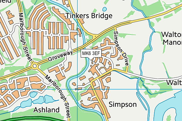 MK6 3EF map - OS VectorMap District (Ordnance Survey)