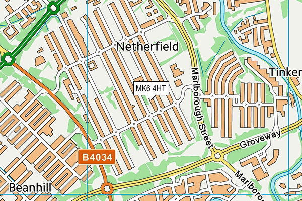 MK6 4HT map - OS VectorMap District (Ordnance Survey)