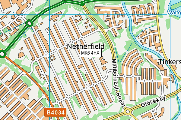 MK6 4HX map - OS VectorMap District (Ordnance Survey)