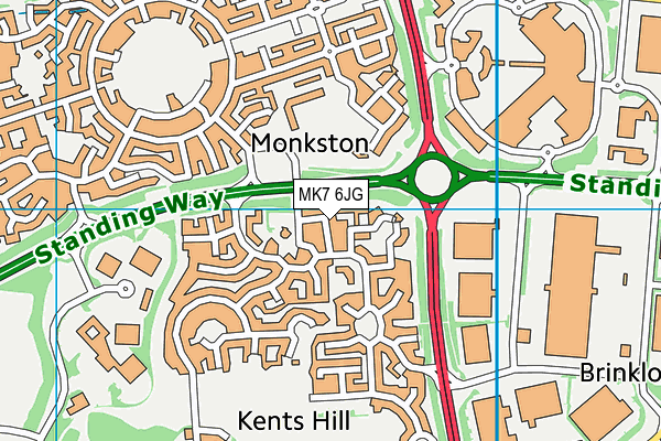MK7 6JG map - OS VectorMap District (Ordnance Survey)