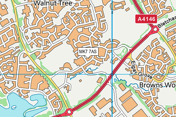 MK7 7AS map - OS VectorMap District (Ordnance Survey)