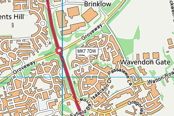 MK7 7DW map - OS VectorMap District (Ordnance Survey)