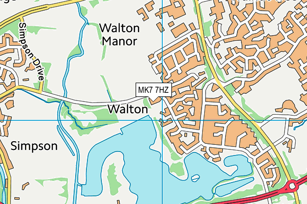 MK7 7HZ map - OS VectorMap District (Ordnance Survey)