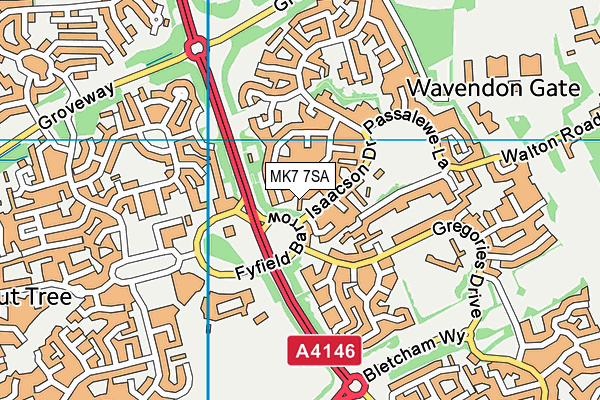 MK7 7SA map - OS VectorMap District (Ordnance Survey)