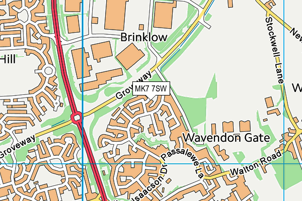 MK7 7SW map - OS VectorMap District (Ordnance Survey)