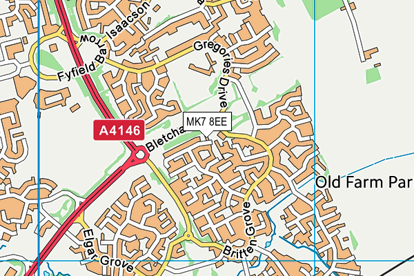 MK7 8EE map - OS VectorMap District (Ordnance Survey) MK7 8EE map - OS VectorMap District (Ordnance Survey)