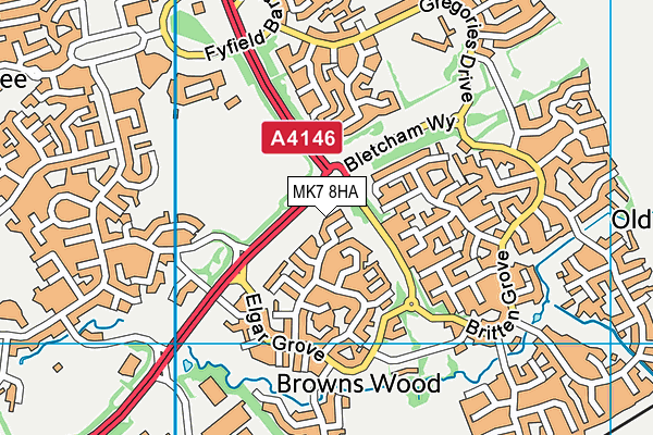 MK7 8HA map - OS VectorMap District (Ordnance Survey)