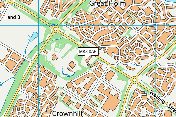 MK8 0AE map - OS VectorMap District (Ordnance Survey)