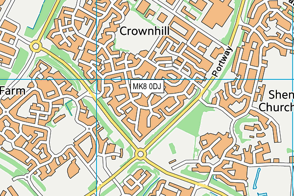 MK8 0DJ map - OS VectorMap District (Ordnance Survey)