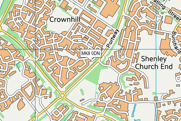 MK8 0DN map - OS VectorMap District (Ordnance Survey)