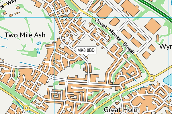 MK8 8BD map - OS VectorMap District (Ordnance Survey)