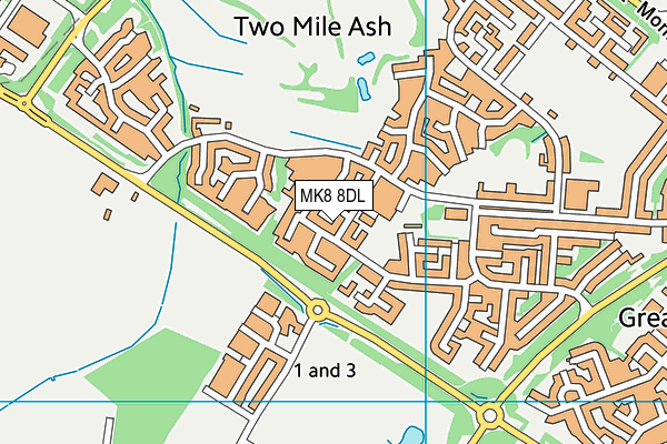 MK8 8DL map - OS VectorMap District (Ordnance Survey) MK8 8DL map - OS VectorMap District (Ordnance Survey)