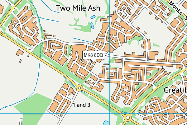MK8 8DQ map - OS VectorMap District (Ordnance Survey) MK8 8DQ map - OS VectorMap District (Ordnance Survey)