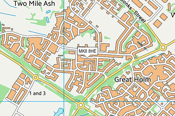 MK8 8HE map - OS VectorMap District (Ordnance Survey) MK8 8HE map - OS VectorMap District (Ordnance Survey)