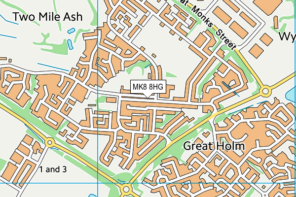 MK8 8HG map - OS VectorMap District (Ordnance Survey)