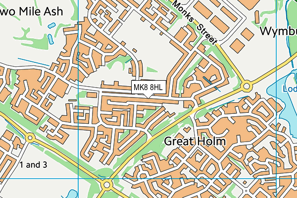MK8 8HL map - OS VectorMap District (Ordnance Survey) MK8 8HL map - OS VectorMap District (Ordnance Survey)