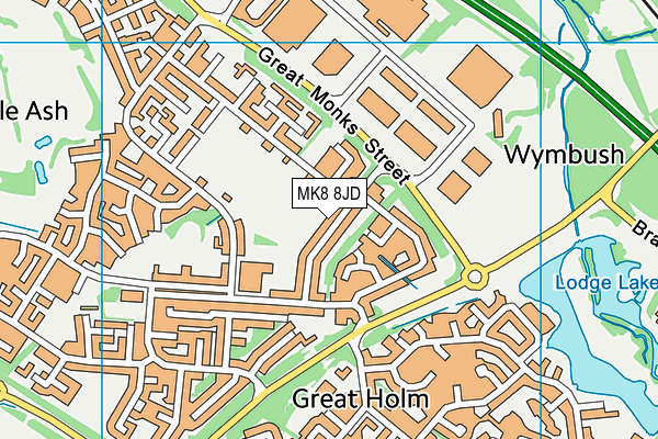 MK8 8JD map - OS VectorMap District (Ordnance Survey)