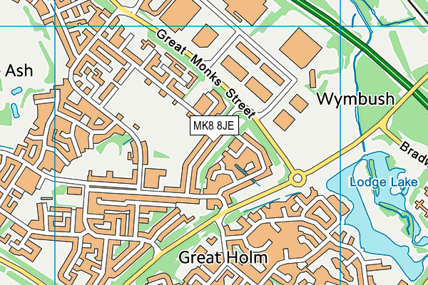 MK8 8JE map - OS VectorMap District (Ordnance Survey) MK8 8JE map - OS VectorMap District (Ordnance Survey)