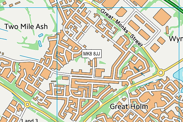 MK8 8JJ map - OS VectorMap District (Ordnance Survey)
