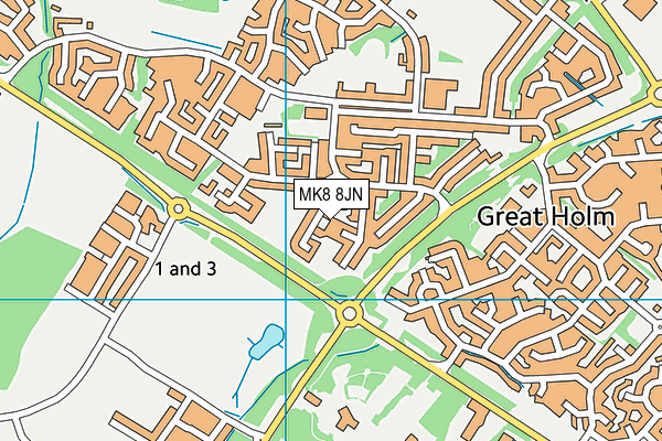 MK8 8JN map - OS VectorMap District (Ordnance Survey) MK8 8JN map - OS VectorMap District (Ordnance Survey)