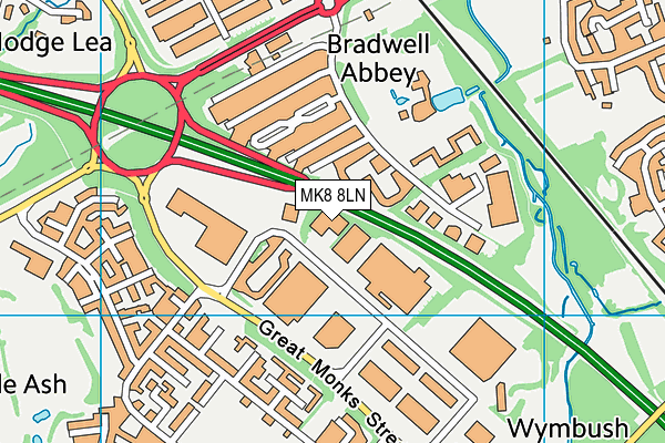 MK8 8LN map - OS VectorMap District (Ordnance Survey) MK8 8LN map - OS VectorMap District (Ordnance Survey)
