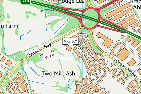 MK8 8LY map - OS VectorMap District (Ordnance Survey)