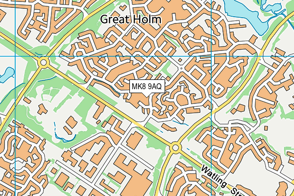 MK8 9AQ map - OS VectorMap District (Ordnance Survey)