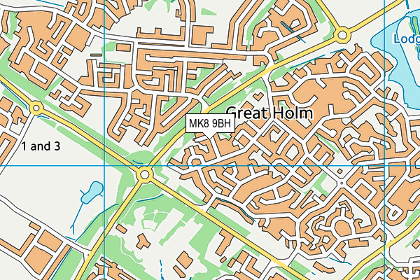 MK8 9BH map - OS VectorMap District (Ordnance Survey)