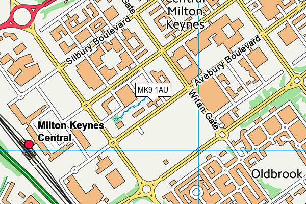 MK9 1AU map - OS VectorMap District (Ordnance Survey)