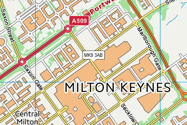 MK9 3AB map - OS VectorMap District (Ordnance Survey)