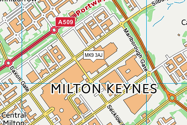 MK9 3AJ map - OS VectorMap District (Ordnance Survey)