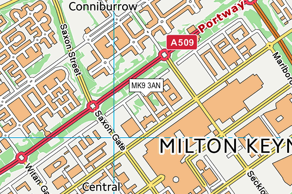 MK9 3AN map - OS VectorMap District (Ordnance Survey)