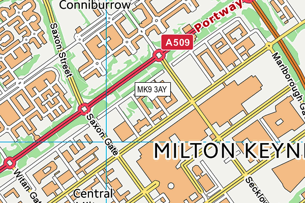 MK9 3AY map - OS VectorMap District (Ordnance Survey)
