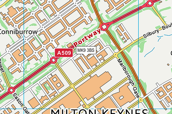 MK9 3BS map - OS VectorMap District (Ordnance Survey)