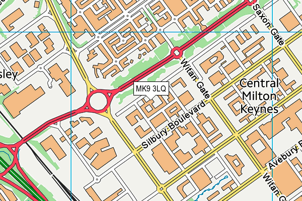 MK9 3LQ map - OS VectorMap District (Ordnance Survey)