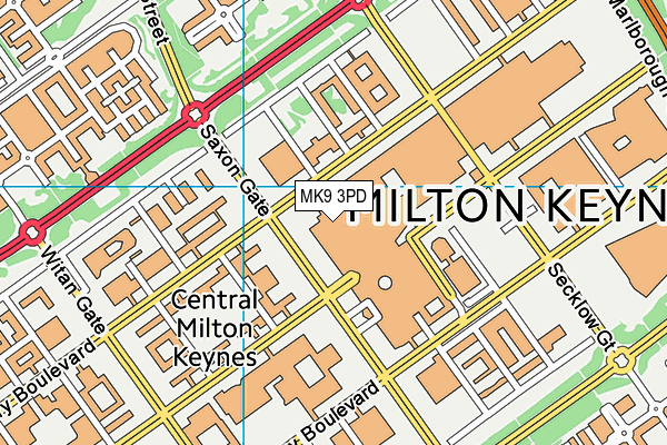 MK9 3PD map - OS VectorMap District (Ordnance Survey)