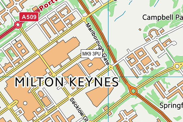MK9 3PU map - OS VectorMap District (Ordnance Survey)