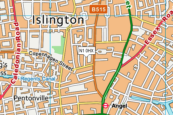 N1 0HX map - OS VectorMap District (Ordnance Survey) N1 0HX map - OS VectorMap District (Ordnance Survey)