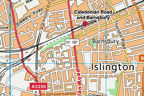 N1 1BF map - OS VectorMap District (Ordnance Survey)