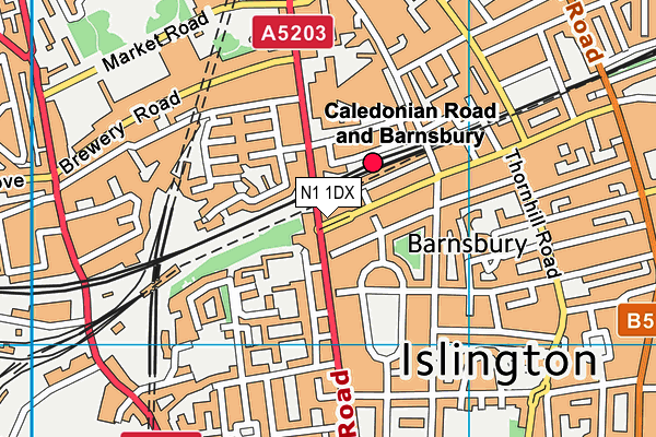 N1 1DX map - OS VectorMap District (Ordnance Survey)