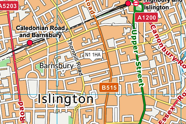 N1 1HA map - OS VectorMap District (Ordnance Survey) N1 1HA map - OS VectorMap District (Ordnance Survey)