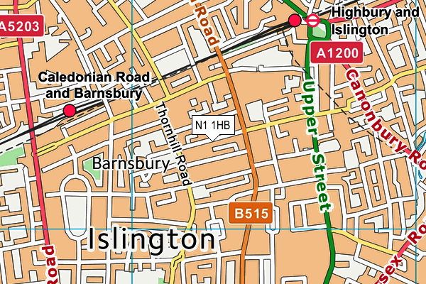 N1 1HB map - OS VectorMap District (Ordnance Survey)